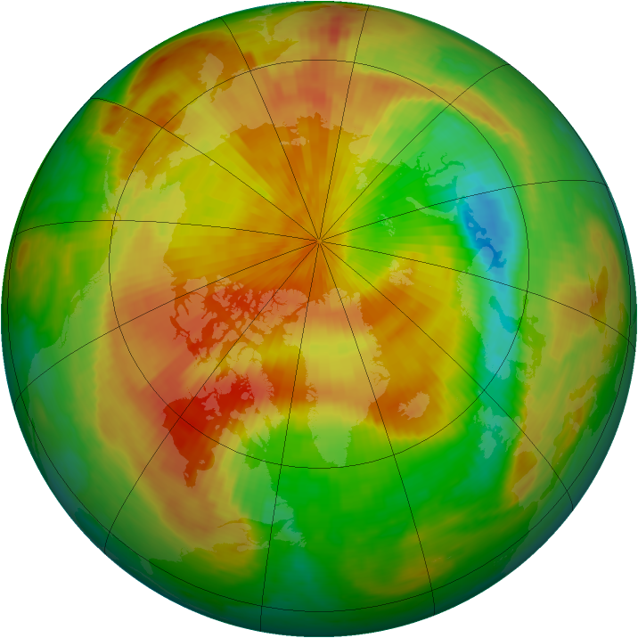 Arctic ozone map for 10 April 2000